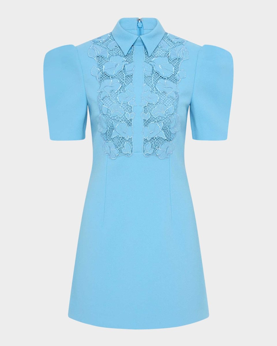 Skye Puff-Sleeve Embroidered Lace Mini Dress
